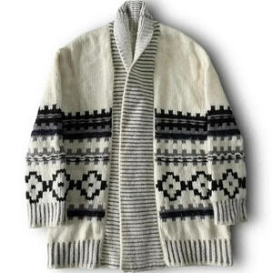 Gap Fair Isle Open Front Cardigan Sweater XS Multicolor Nordic Chunky Cable Knit